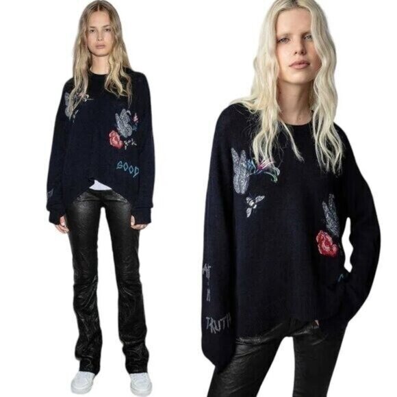 OVERSIZED ZADIG & VOLTAIRE CASHMERE SWEATER SIZE L NEW - Picture 5 of 12